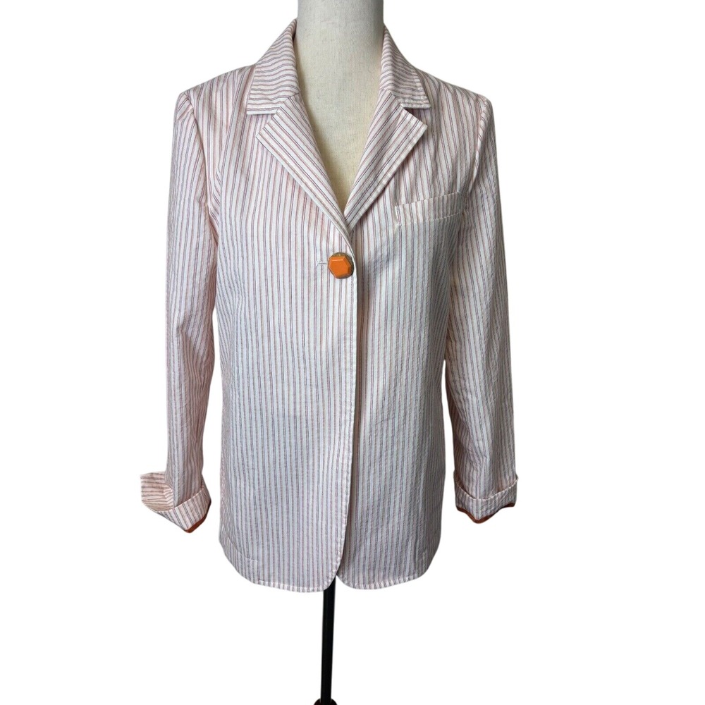 Maliparmi Senses Seersucker Blazer‎ Women's Size US 8 IT 42 Striped